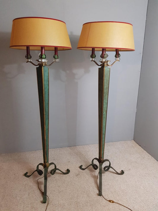 Floor Lamps by Genet Philippe & Michon Lucien, 1940s, Set of 2