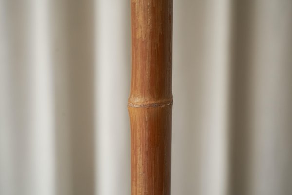 Floor Lamps in Bamboo, Patinated Brass and Yellow Glass, 1920s, Set of 2-FEW-2024191