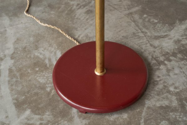 Floor Lamps in Bamboo, Patinated Brass and Yellow Glass, 1920s, Set of 2-FEW-2024191