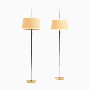 Floor Lamps in Brass and Original Lamp Shades attributed to Hans-Agne Jakobsson, 1950s-SC-2039392