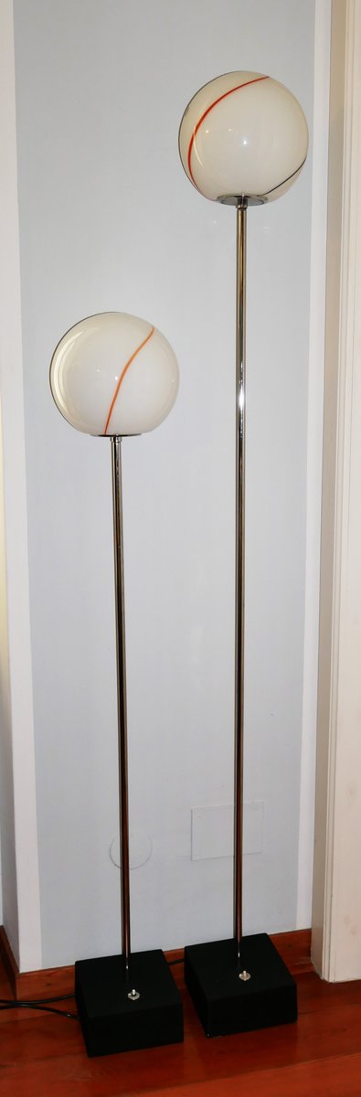 Floor Lamps Model Tallo 150 and Tallo 193 in Murano Glass by Roberto Pamio for Leucos, Italy, 1972, Set of 2