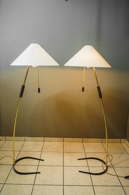 Floor Lamps with Wood Handle by Rupert Nikoll, 1950s, Set of 2-SPD-1772463