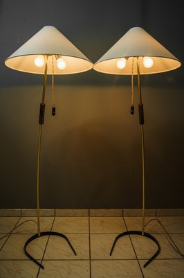 Floor Lamps with Wood Handle by Rupert Nikoll, 1950s, Set of 2-SPD-1772463