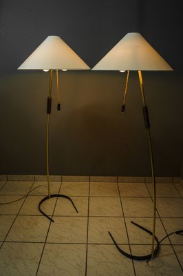 Floor Lamps with Wood Handle by Rupert Nikoll, 1950s, Set of 2-SPD-1772463