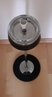 Floorstanding Ashtray in Black Metal & Chrome, 1970s-HOI-1413714