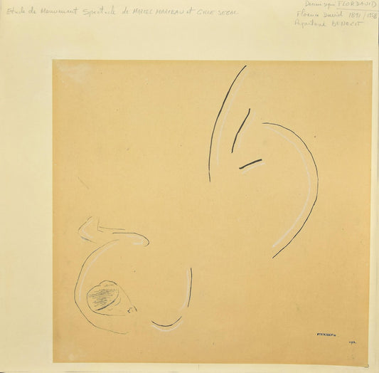 Flor David, Étoile de Moment, 1952, Original Black China Ink and Pencil Drawing