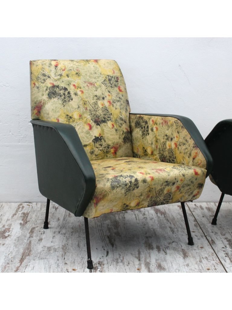 Floral Armchairs, 1950s, Set of 2