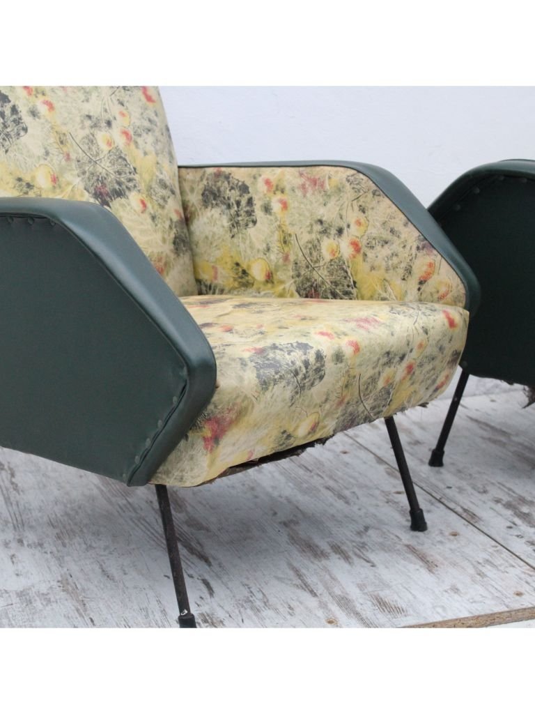 Floral Armchairs, 1950s, Set of 2