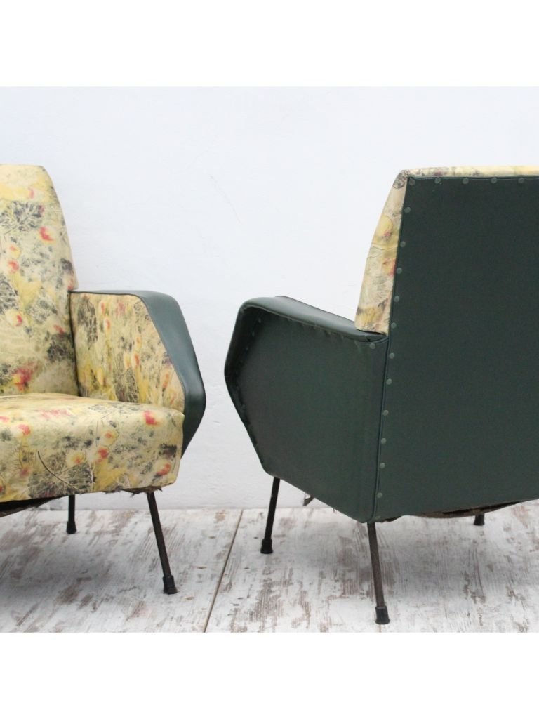 Floral Armchairs, 1950s, Set of 2