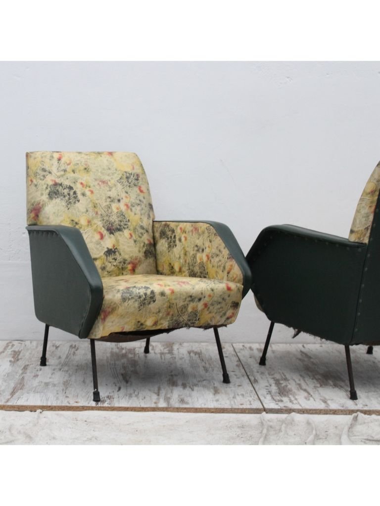 Floral Armchairs, 1950s, Set of 2