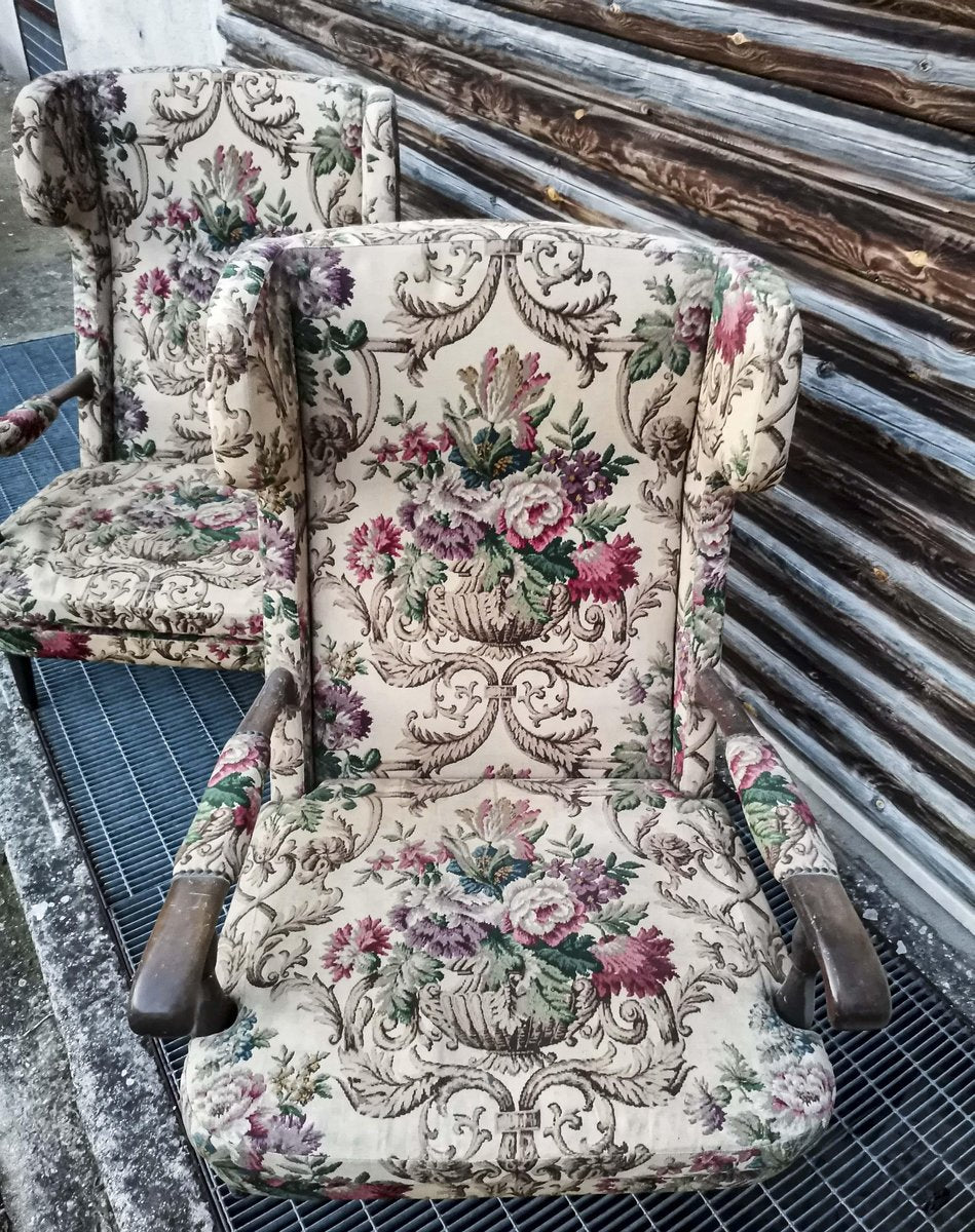 Floral Armchairs, Set of 2