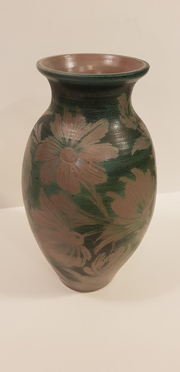 Floral Art Nouveau Earthenware Vase by Remmy Fils Betschdorf Alsace