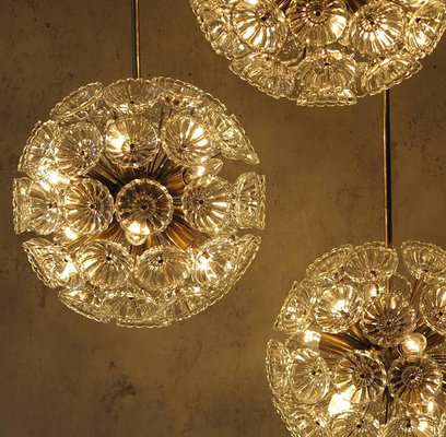 Floral Brass and Glass Chandeliers in the Style of Emile Stejnar, Set of 3-VDW-860273