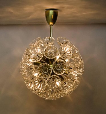 Floral Brass and Glass Chandeliers in the Style of Emile Stejnar, Set of 3-VDW-860273