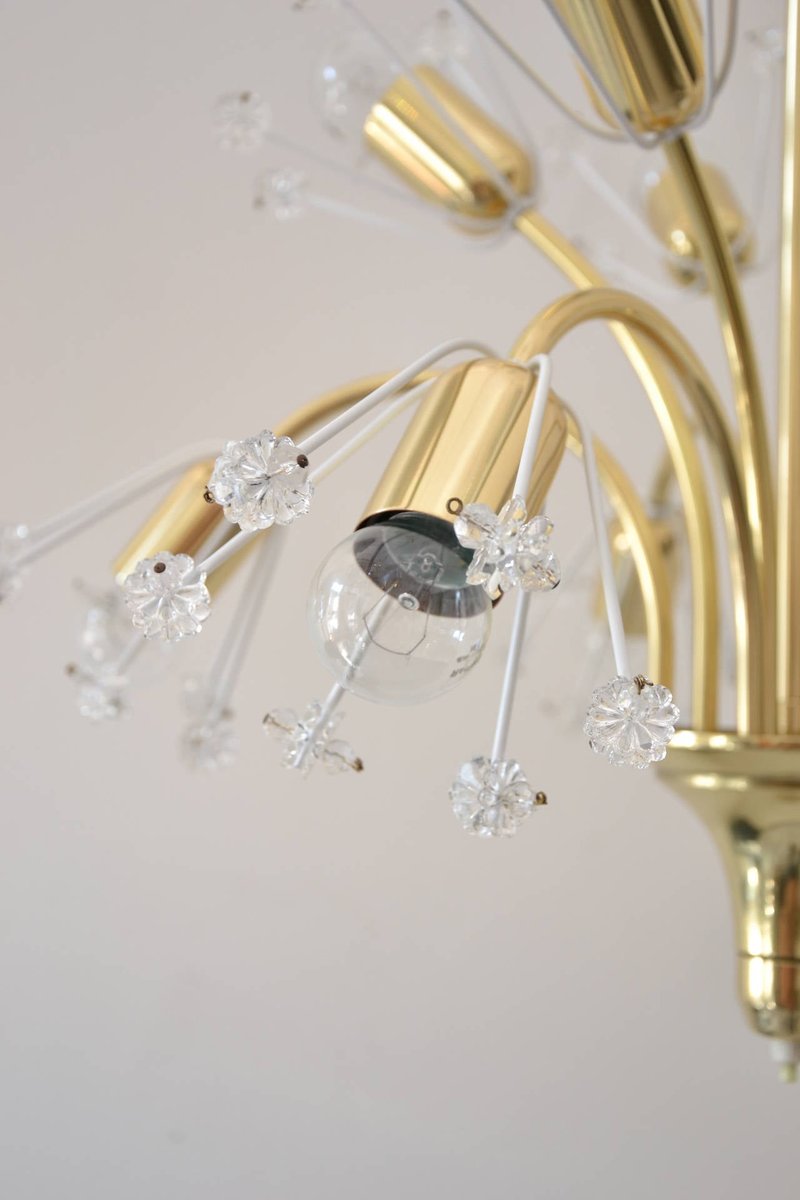 Floral Brass and Glass Sputnik Pendant by Emil Stejnar for Rupert Nikoll, 1950s