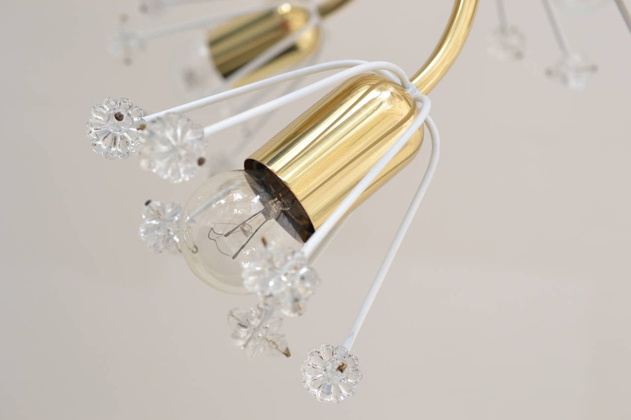 Floral Brass and Glass Sputnik Pendant by Emil Stejnar for Rupert Nikoll, 1950s