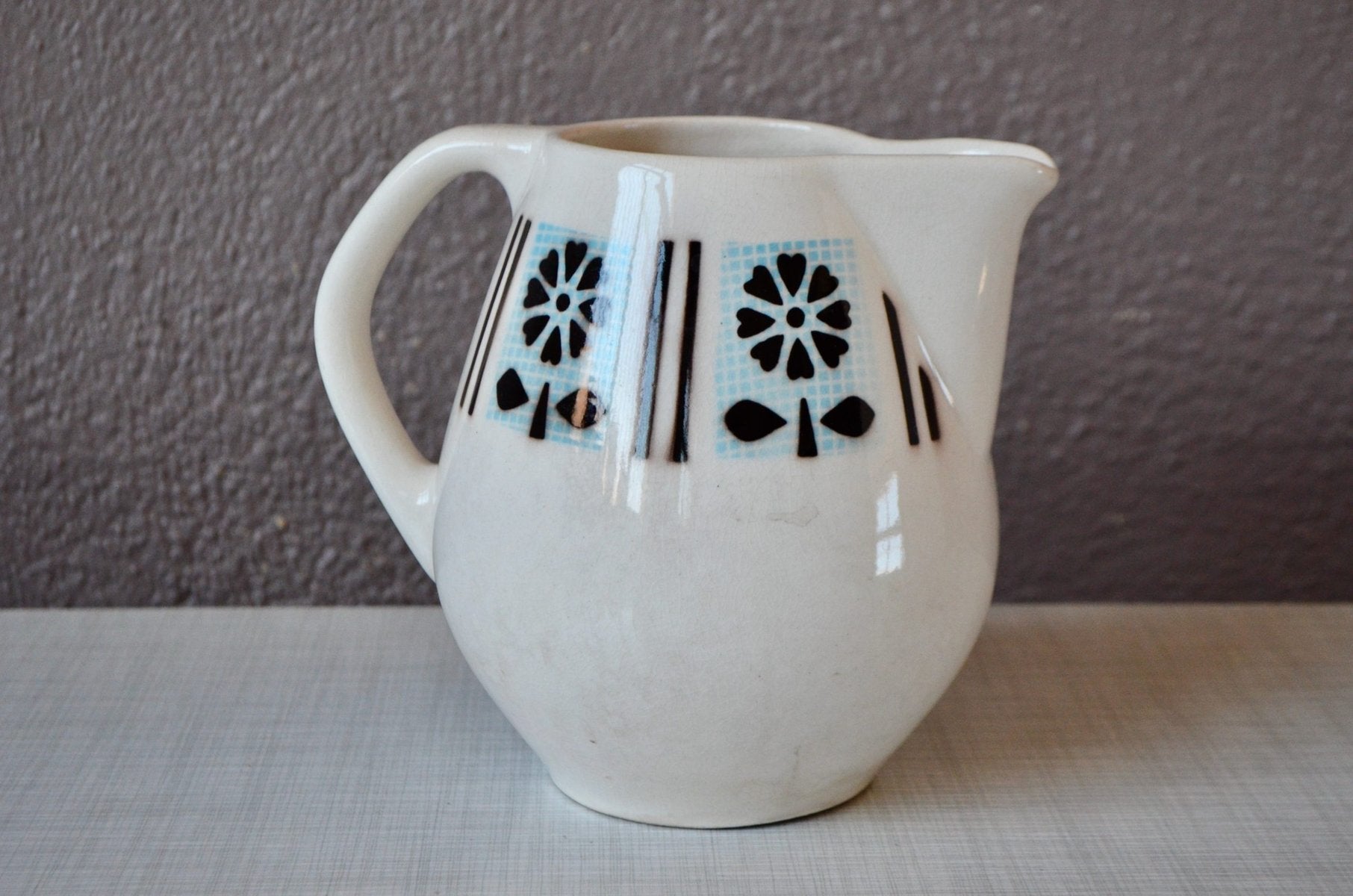 Floral Ceramic Pitcher from Monika, 1950s