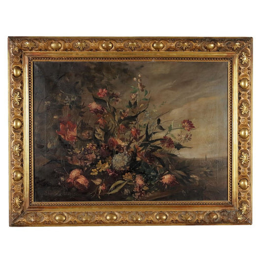 Floral Composition, 20th Century, Oil on Canvas, Framed