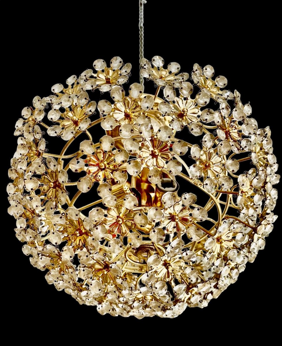 Floral Crystal Ceiling Light from Bakalowits & Söhne, Austria, 1970s