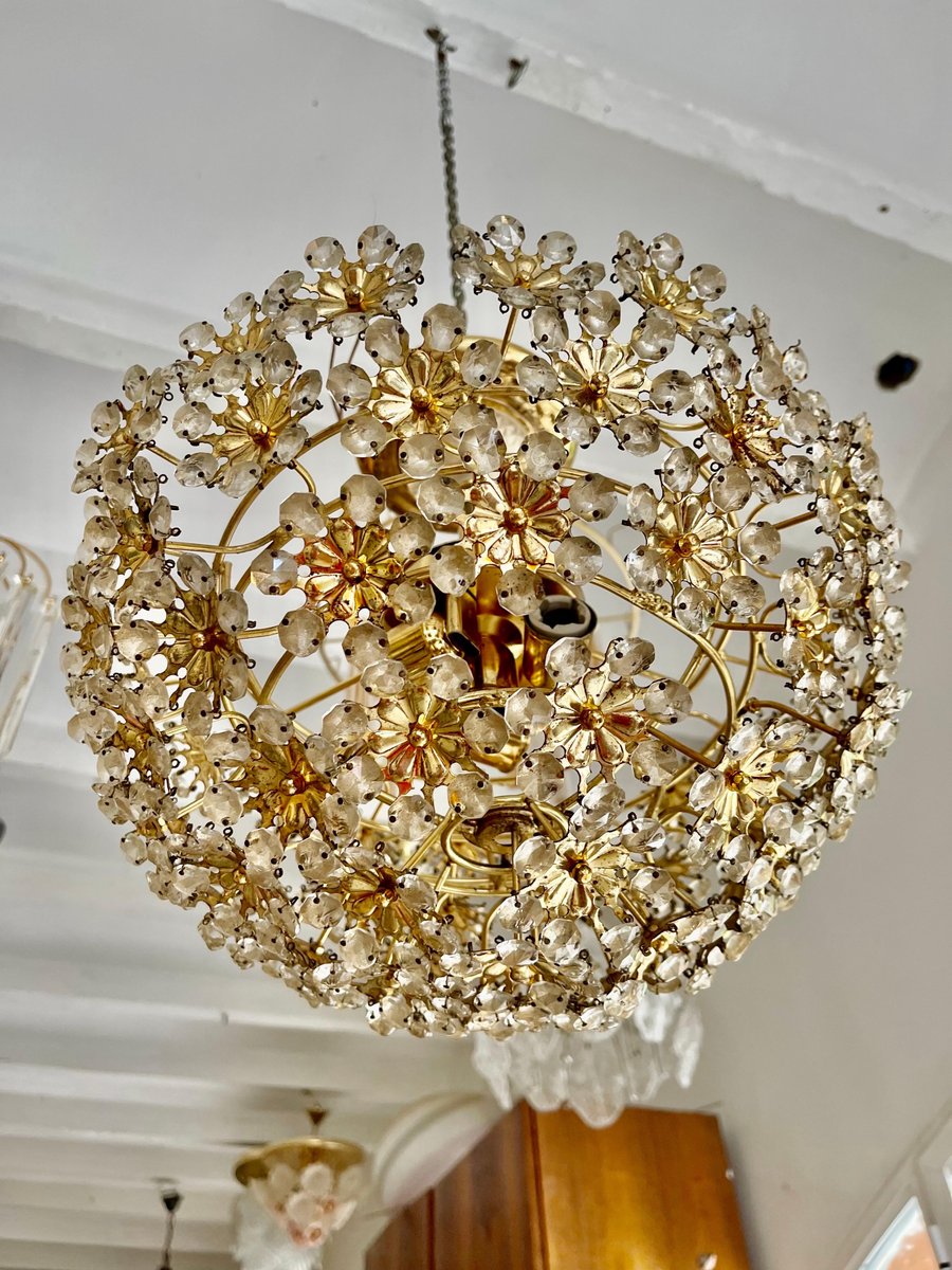 Floral Crystal Ceiling Light from Bakalowits & Söhne, Austria, 1970s