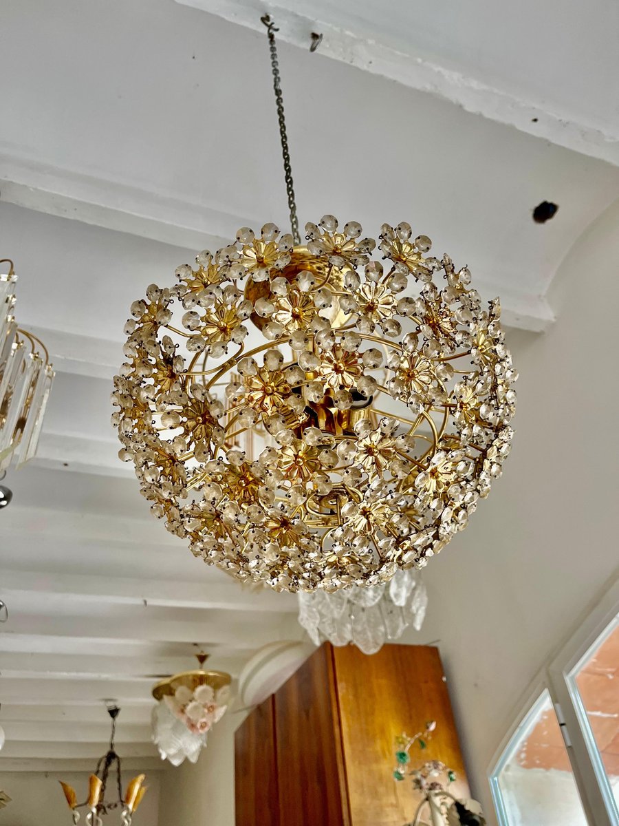 Floral Crystal Ceiling Light from Bakalowits & Söhne, Austria, 1970s