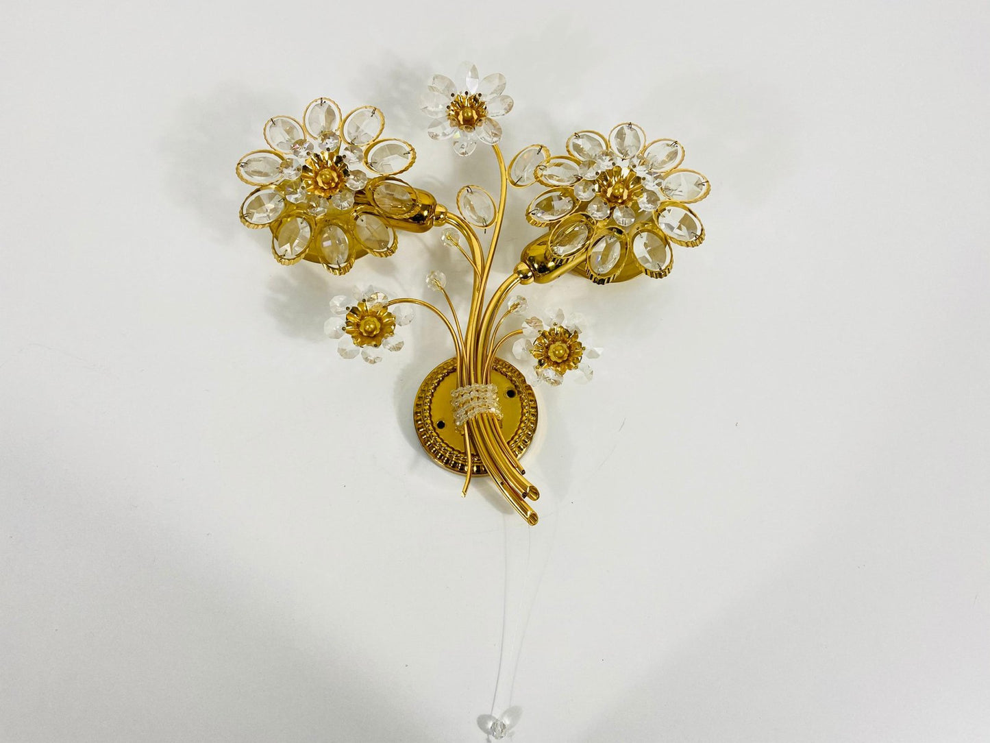 Floral Crystal Glass Sconce from Palwa, Germany, 1960s