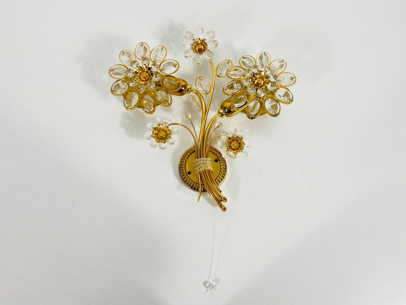 Floral Crystal Glass Sconce from Palwa, Germany, 1960s