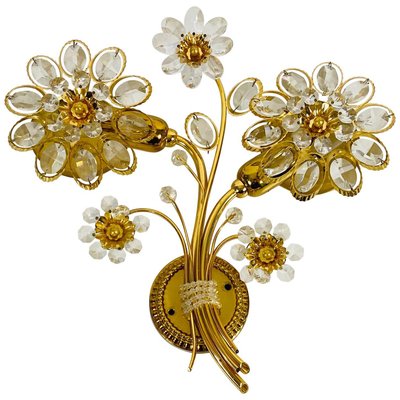 Floral Crystal Glass Sconce from Palwa, Germany, 1960s-PUK-826866