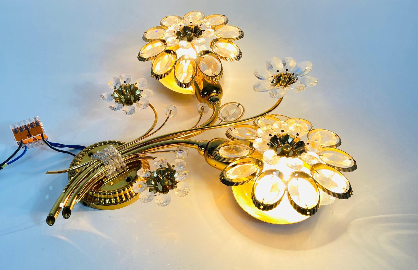 Floral Crystal Glass Sconce from Palwa, Germany, 1960s