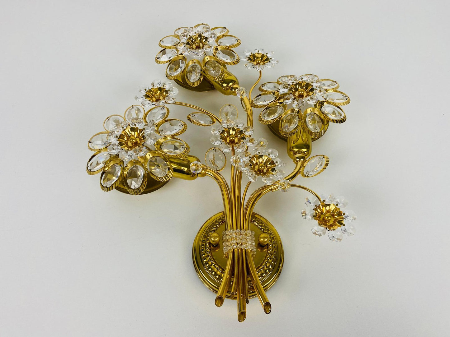 Floral Crystal Glass Sconce from Palwa, Germany, 1960s