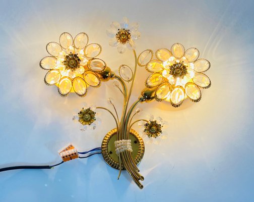 Floral Crystal Glass Sconce from Palwa, Germany, 1960s-PUK-826866