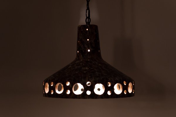 Floral Earthenware Pendant Lamp, 1960s-GCG-1075987