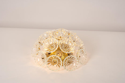 Floral Glass and Brass Sputnik Flush Mount, Germany, 1960s