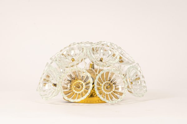 Floral Glass and Brass Sputnik Flush Mount, Germany, 1960s-UGR-1159889