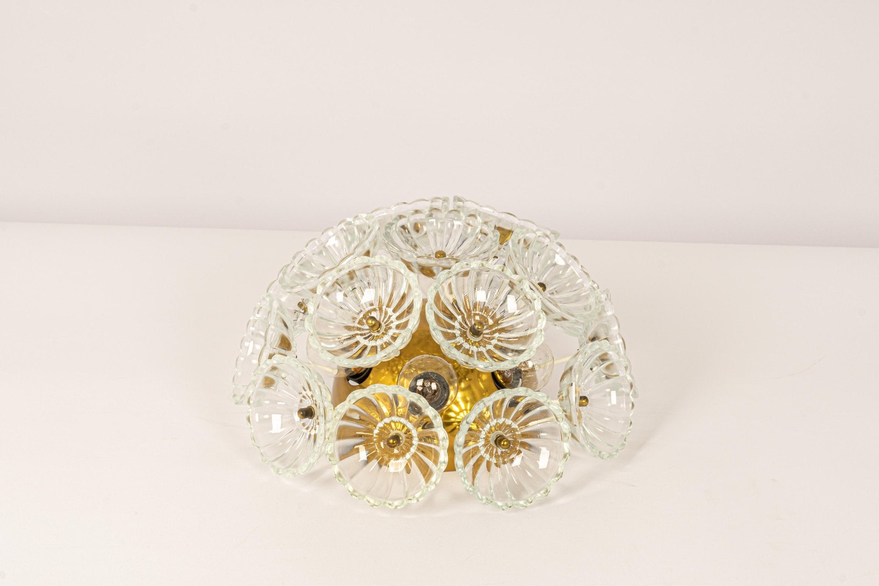 Floral Glass and Brass Sputnik Flush Mount, Germany, 1960s