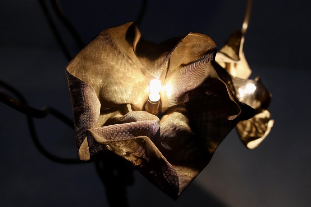 Floral Lamp in Brass Tulle