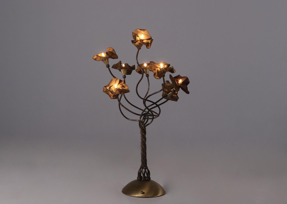 Floral Lamp in Brass Tulle