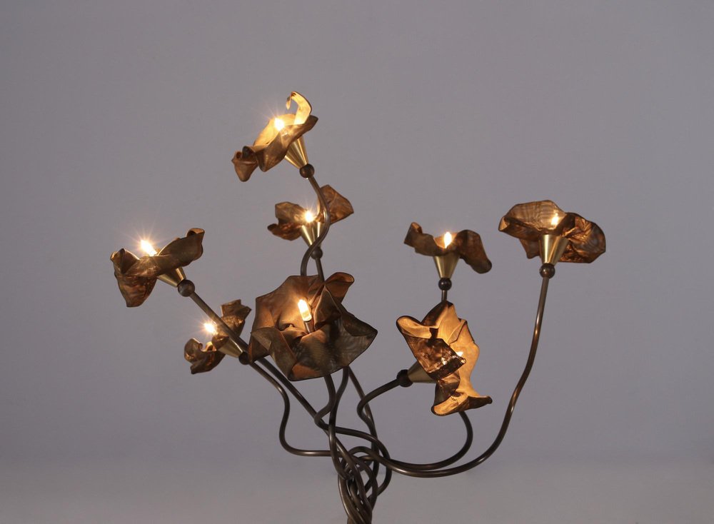 Floral Lamp in Brass Tulle