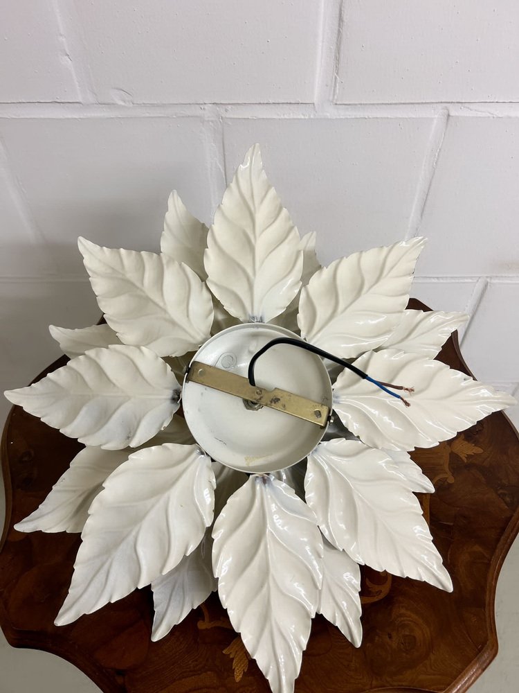 Floral Lamp in White with Gold Leaf