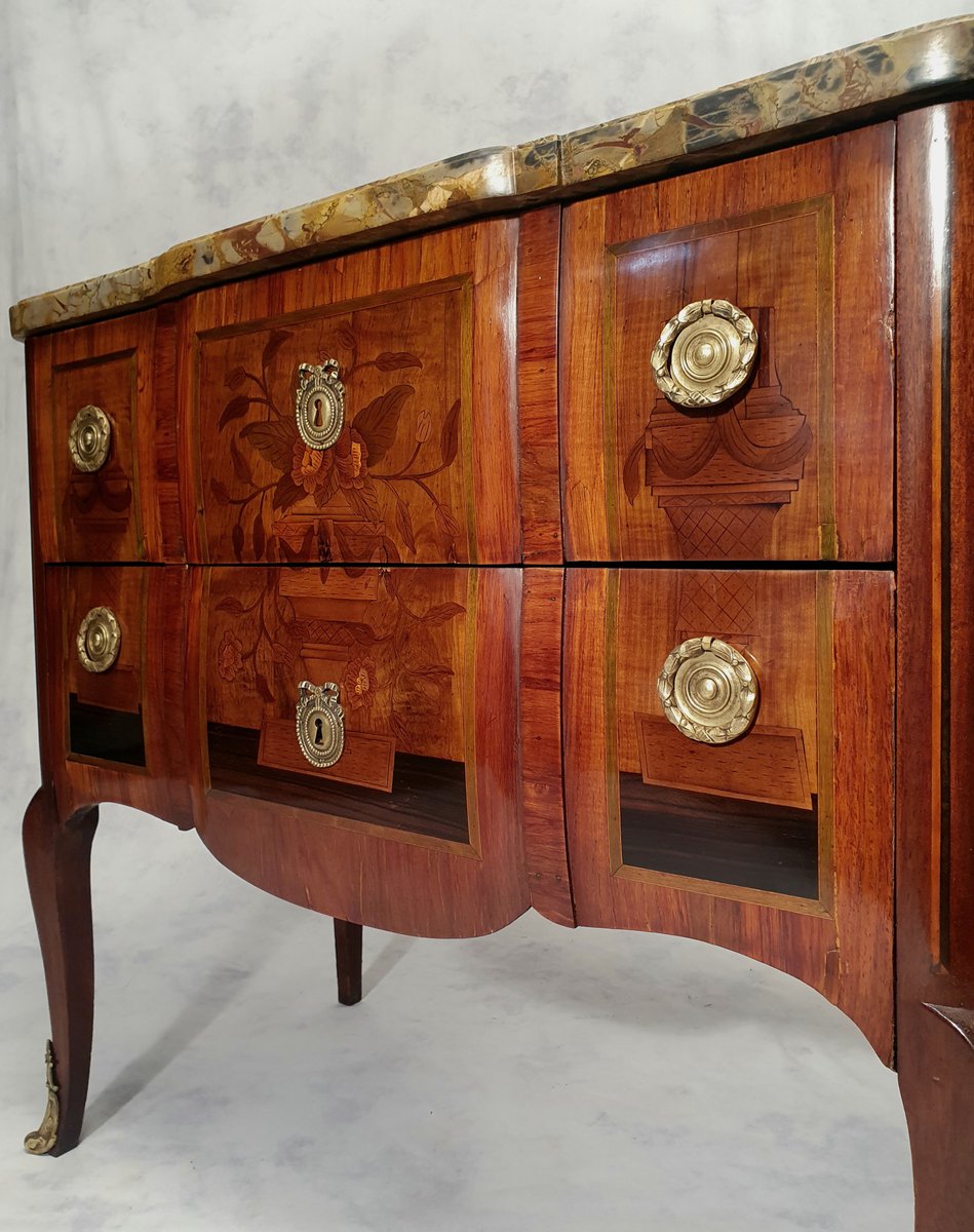 Floral Marquetry Rosewood Chest of Drawers