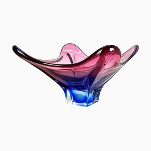 Floral Murano Glass Bowl Centerpiece from Fratelli Toso, Italy, 1970s-QZ-1256942