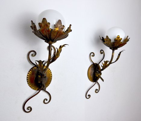 Floral Sconces by Ferro Arte, Spain, 1960s, Set of 2-EJE-1373453