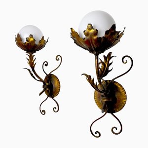 Floral Sconces by Ferro Arte, Spain, 1960s, Set of 2-EJE-1373453