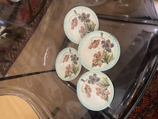 Floral Serving Plates, 1900s, Set of 10-TEP-1749353