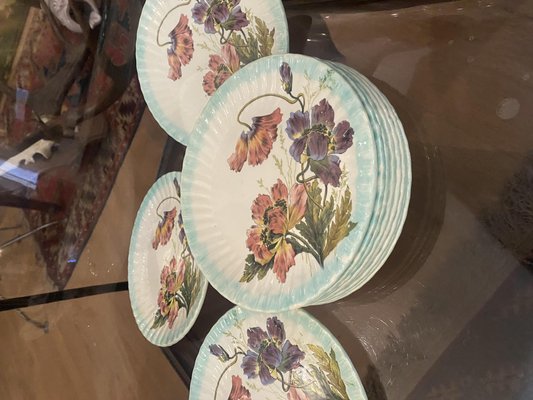 Floral Serving Plates, 1900s, Set of 10-TEP-1749353