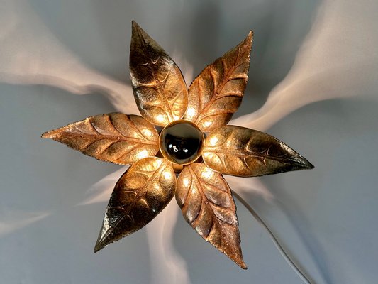 Floral-Shaped Brass Leaf Sconce by Willy Daro for Massive, Belgium, 1960s-JP-1793166