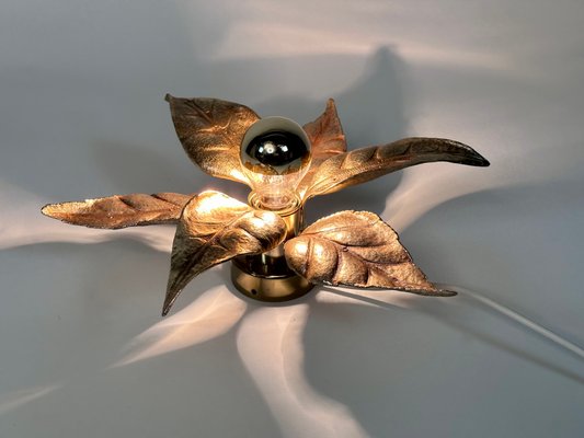 Floral-Shaped Brass Leaf Sconce by Willy Daro for Massive, Belgium, 1960s-JP-1793166