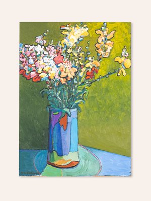 Floral Still Life, 1989, Oil on Wood-GPP-1139977