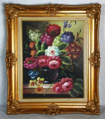 Floral Still Life, Gouache & Watercolor, Framed-ZYI-1226674