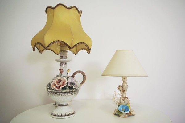 Floral Table Lamps from Abat Jour, 1950s, Set of 2-KNM-910446